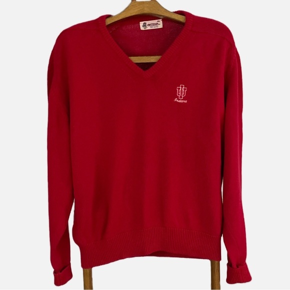 Vintage Indiana Hoosiers Basketball Bobby Knight Sweater V-Neck XXL Red - Picture 7 of 7